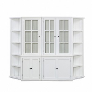 TiramisuBest 75.25'' Tall Freestanding Pantry Cabinet with Glass Door, Lattice Window & Storage,Farmhouse Hutch,White - 1 of 4