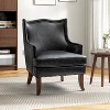 Nikolaus Vegan Leather Armchair with Solid Wood Legs and and Nailhead Trim for Living Room and Bed Room  | ARTFUL LIVING DESIGN - 2 of 4