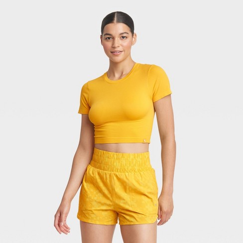Women's Cropped Cut Out Baby T-shirt - Joylab™ Yellow Xs : Target