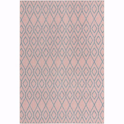 7' x 10' Pink and Aqua Synthetic Outdoor Trellis Area Rug