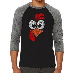 LA Pop Art Turkey Face - Men's Raglan Baseball Word Art T-Shirt - 1 of 4