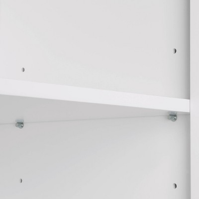 White MDF Storage Cabinet with Adjustable Shelves and Black Handles