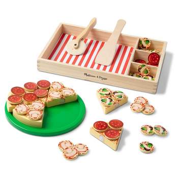 34Pc Wooden Pizza Counter Play Food Set Bake Pretend Toy Oven Kids Serving  Store
