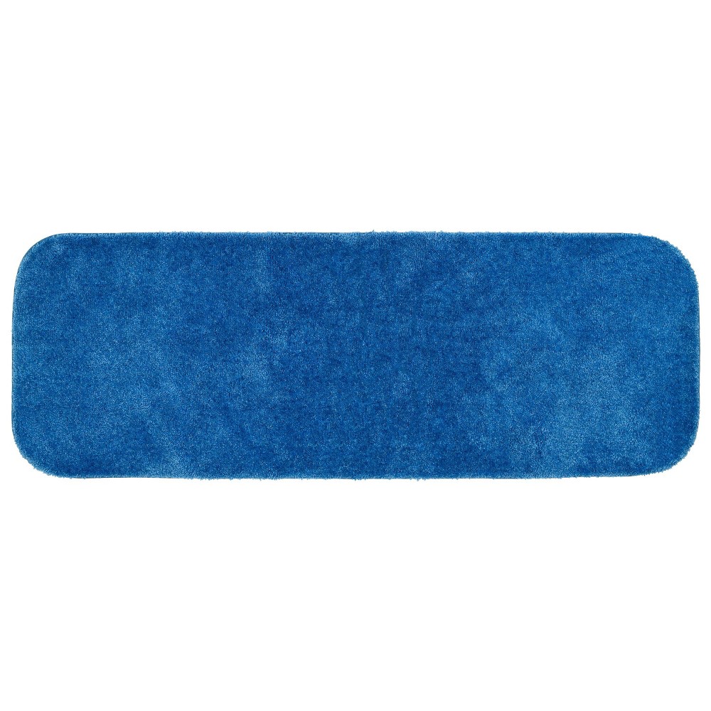  Traditional Plush Nylon Washable Bath Rug Blue