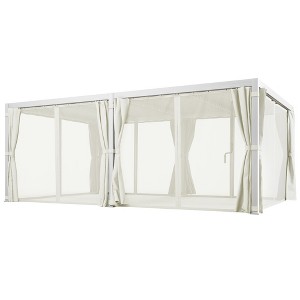 12' x 19' Aluminum Pergola with Adjustable Louvered, Outdoor Pergola with Curtains and Netting - 1 of 4