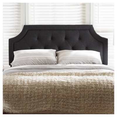 Mars Dark Gray Tufted Upholstered Full Headboard with Wood Legs