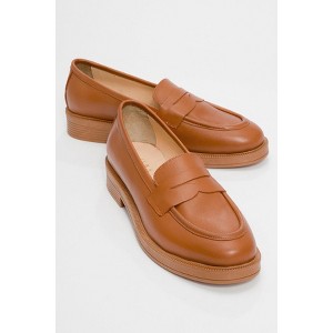 Bree - Cognac Platform Leather Loafers (Women) cognac cilt 8 - 1 of 4