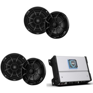 Wet Sounds HTM-4 - HTM Series Amplifier 600 Watt Full-Range Class-D 85x4 Watts RMS @4 OHM With 2 pairs Wet Sounds RECON 6-BG Recon Series 6.5" Coax... - 1 of 4