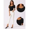 Allegra K Women's Short Sleeve Sweetheart Neck Bodysuit - 2 of 4