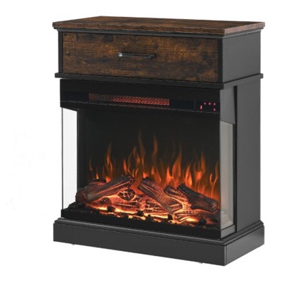 TOBILI 25 inch Stand Side Table with 3-Sided glass Fireplace