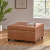 FONTOI Living Room Ottomans and Benches Faux Leather Storage Ottoman Bench with Storage, Decorative Stools, Bedroom Bench, Brown, 34.5"*34.5"*18.5" - 2 of 4