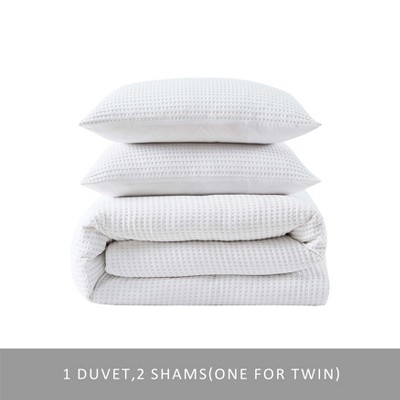 White Full Microfiber Reversible Waffle Comforter Set