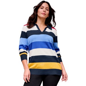 Avenue Color Block Polo Sweater - 1 of 2
