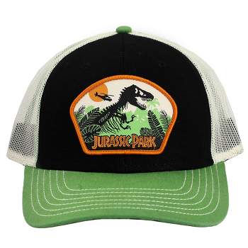 Jurassic Park Washed Canvas Trucker Hat with Embroidery Patch and Underbill Print Snapback hat