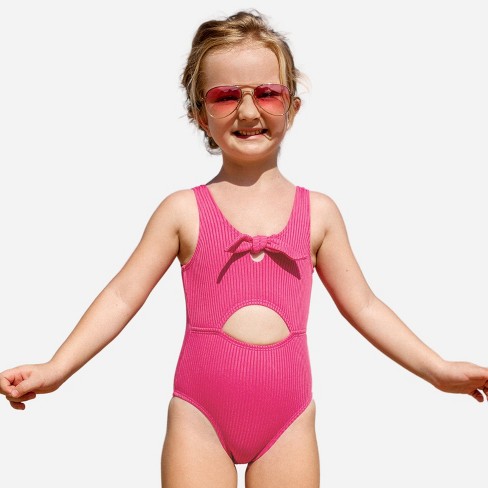 Girl's Ribbed Bunny Tie Front One Piece Swimsuit - Cupshe-12