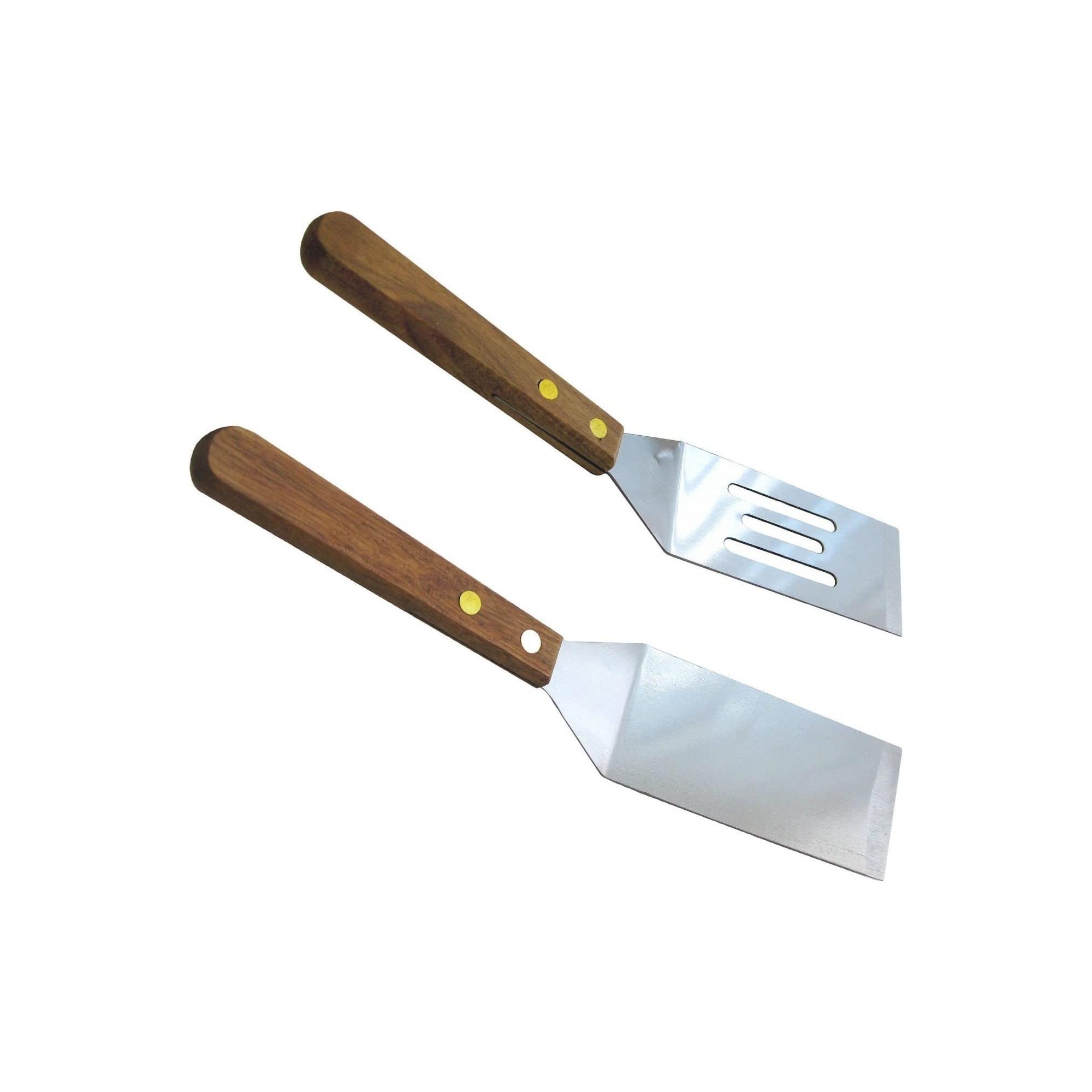 Chef Craft Cookie Spatula Set, Set of 2, Solid and Slotted Stainless Steel Blade Mini Turner with Wood Handle