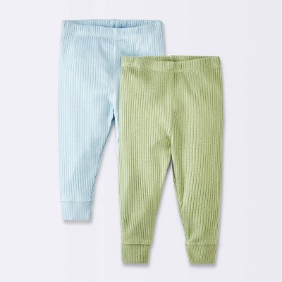 Image of Baby Boys' 2pk Wide Ribbed Pants - Cloud Island™ Blue 0-3M
