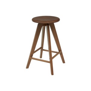 JONATHAN Y Ceren MidCentury Industrial Round Solid Wood Backless Stool - 1 of 3