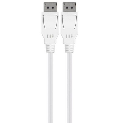 Monoprice DisplayPort 1.4 Cable - 1.5 Feet - White, 8K Capable, UHD, HDR, HBR3, DSC 1.2, 32.4Gbps, Compatible to PC, Laptop, TV - Select Series