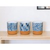 HomeRoots Set of Three Blue Terra Cotta And White Ceramic 1 Ounce Geometric Round Pot Planters - 2 of 4