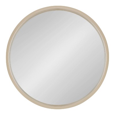 Travis 24" Round Natural Wood Accent Wall Mirror