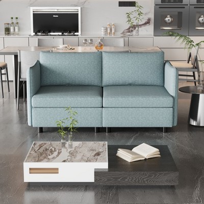 NicBex Couches for Living Room Armless Seat Loveseat Couches Chaise Longue Sofa Fabric Flexible Sofa with Storage for Small Spaces, Living Room