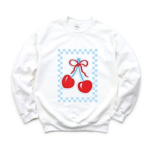 Simply Sage Market Patriotic Cherries Checkered Sweatshirt - 1 of 4