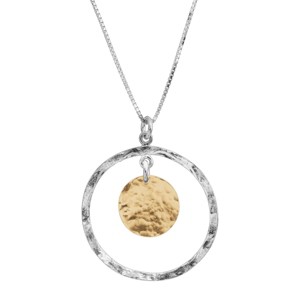 Silpada 'Marbella' Two-Tone Disc Pendant in Sterling Silver with Gold-Plating, 18" + 2" - 1 of 4