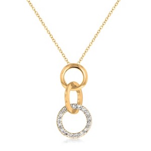 Slickblue Classic Goldtone Hoop Pendant Necklace for Women – Pave Set Cubic Zirconia, 16” Chain with Extender - 1 of 3