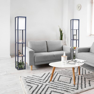 Simple Designs (Set of 2) 62.5" Three Shelf Etagere Organizer Storage Floor Lamps