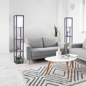 Simple Designs (Set of 2) 62.5" Three Shelf Etagere Organizer Storage Floor Lamps - 1 of 4
