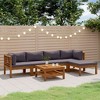 vidaXL Patio Lounge Set - 6-Piece Outdoor Sectional Sofa - Solid Wood Acacia with Dark Gray Cushions - Garden Furniture Set for Patio/Deck - 2 of 4