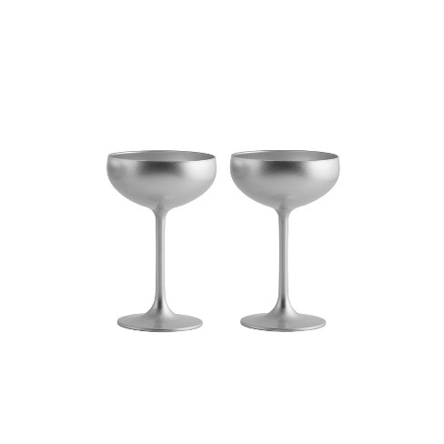 Two Stainless Steel Champagne Glasses 