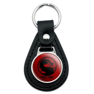 Mortal Kombat Symbol Black Leather Keychain - 1 of 4