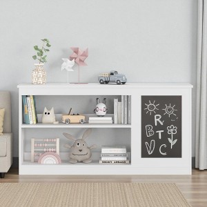 Mshliw 3-in-1 Kids Bookshelf & Toy Storage Cabinet with Chalkboard, Storage Cabinet, Modern Wooden Organizer with Shelves & Large Toy Bin - 1 of 4