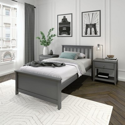 Plank+Beam Classic Solid Wood Twin Platform Bed Frame with Slatted Headboard