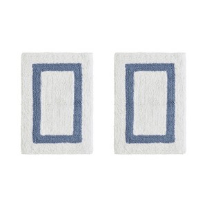 Hotel 2 PC Bath Rug 100% Premium Cotton Tufted Weave Two Tone Reversible Bathroom Rug, Super Soft Absorbent, Machine Washable Bath Mat - 1 of 4