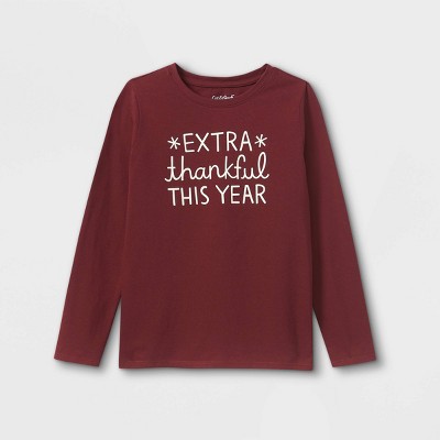 Girls' Extra Thankful Graphic Long Sleeve T-Shirt - Cat & Jack™ Burgundy
