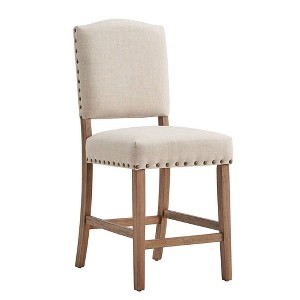 Set of 2 24" Iverson Nailhead Trim Linen Counter Height Barstools - Inspire Q - 1 of 4