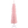 HOMCOM 6ft Tall Pencil Prelit Artificial Christmas Tree Holiday Décor with 360 Colorful Surface Branches, 200 Colorful LED Lights, Pink - 4 of 4