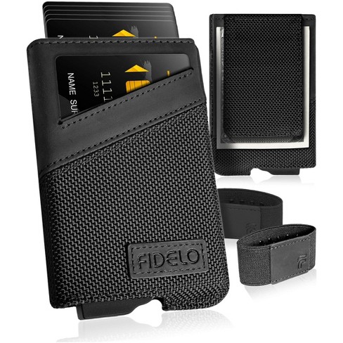 Fidelo Minimalist Wallet for Men Pop Up Wallet With Card Holder, Money Clip and 2 cash bands, Black - image 1 of 4