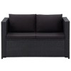 vidaXL - 3 Piece Poly Rattan Patio Lounge Set with Cushions, Black - Weather-Resistant, Outdoor Sofa Set with Sturdy Steel Frame and Easy to Clean - 4 of 4