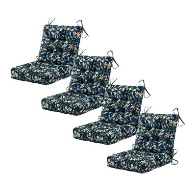 ARTPLAN Seat/Back Outdoor Chair Cushion,Set of 4 Patio Chair Cushion with Tie,Tufted Replacement for Patio Furniture,40x20x4 Inches,4 Count