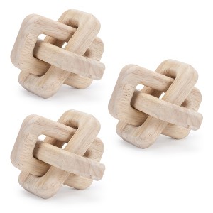 Melrose Oak Wood Square Link Decor (Set of 3) - 1 of 4