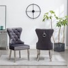 DOMETOUR Dining Chair Contemporary Tufted Velvet Chair with Nailhead Trim Set of 2 - 4 of 4