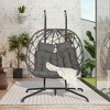 XIYUYEU Double Hanging Egg Chair with Stand, Hanging Chair Outdoor, Wicker Rattan Patio Basket Egg Swing Chair, Hammock Egg Chairs, Hammock Swing - 4 of 4