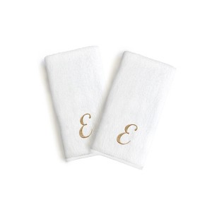 Linum Home Textles Monogrammed Luxury 100% Turkish Cotton Novelty White  Hand Towel (Set of 2) - 1 of 1