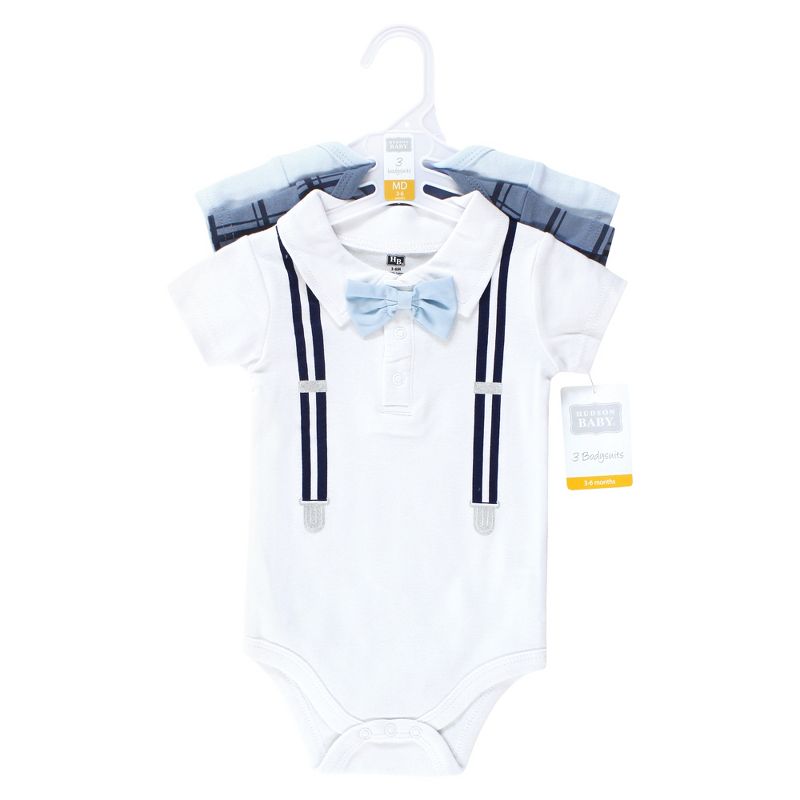 Hudson Baby Infant Boy Cotton Bodysuits, Mommys Little Man Polo, 2 of 6