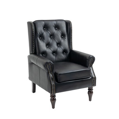NicBex PU Leather Accent Chair Modern Armchair with Tufted Button and Rivet Trim Lounge Single Sofa Chair with Wood Legs for Bedroom,Living Room