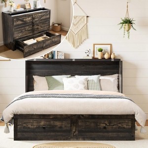 AMERLIFE Murphy Bed with Storage& Charging Station, Farmhouse Cabinet Bed, Noise-Free, for Guest Room, Apartment, or Office - 1 of 4